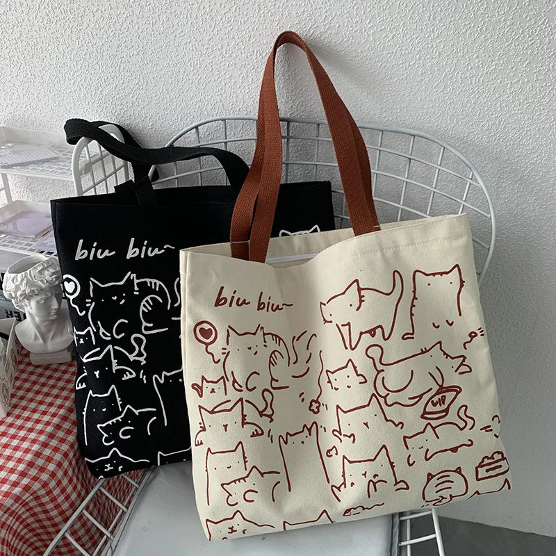 Women Canvas Shopping Bags Eco Reusable Large Capacity Handbags