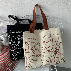 Women Canvas Shopping Bags Eco Reusable Large Capacity Handbags