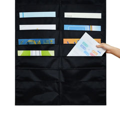 Black Folder Pocket Chart, Cascading Wall Organizer, 20 Pockets