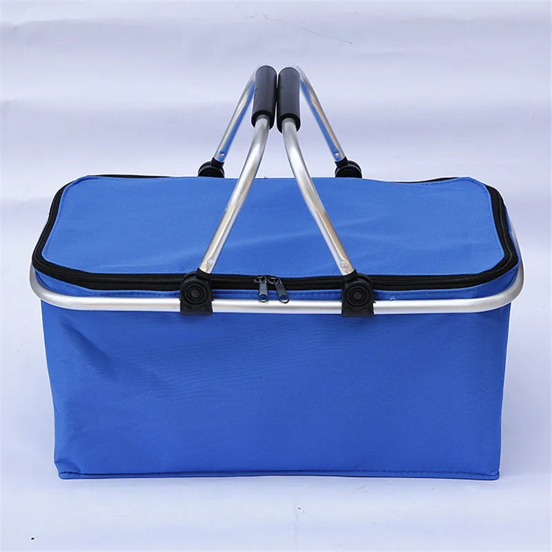 Insulated Cooler Bag Storage Basket Outdoor Portable Picnic Basket