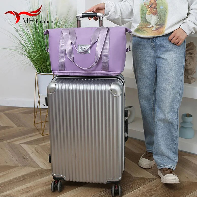 Waterproof Travel Tote Bag Large Capacity Multifunctional Pink Duffle Handbag