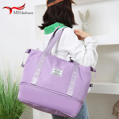 Waterproof Travel Tote Bag Large Capacity Multifunctional Pink Duffle Handbag
