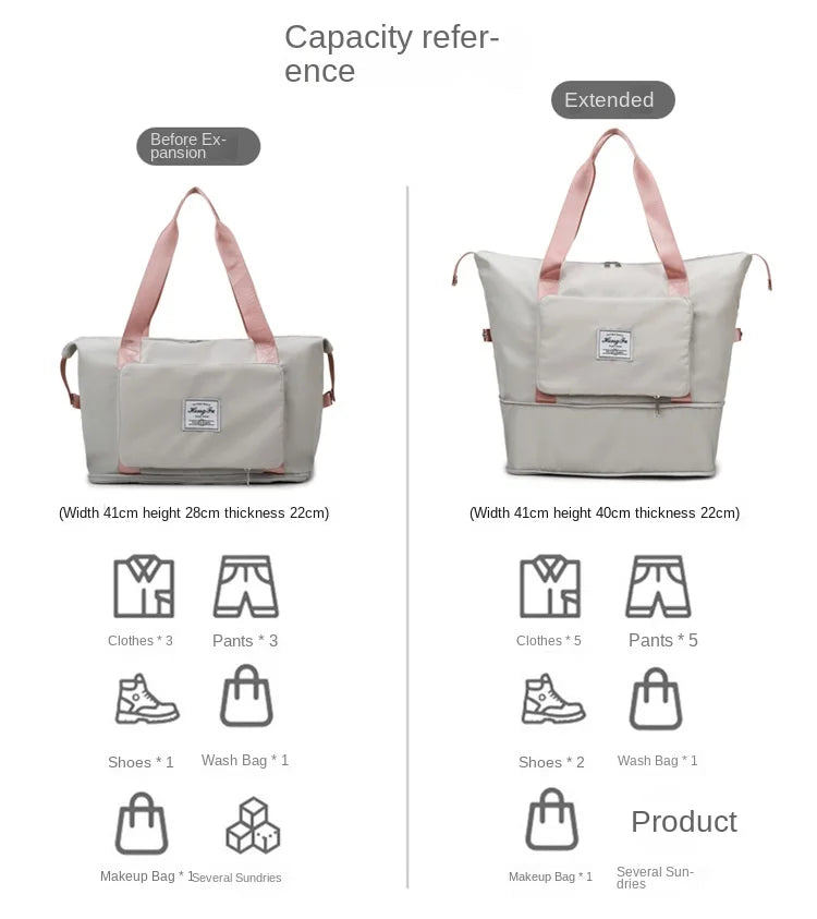 Waterproof Travel Bag Tote Luggage Women Large Capacity Duffle Handbag