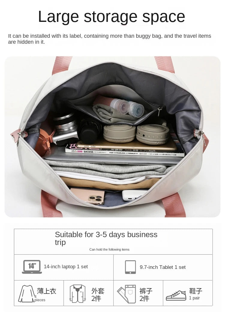 Waterproof Travel Bag Tote Luggage Women Large Capacity Duffle Handbag