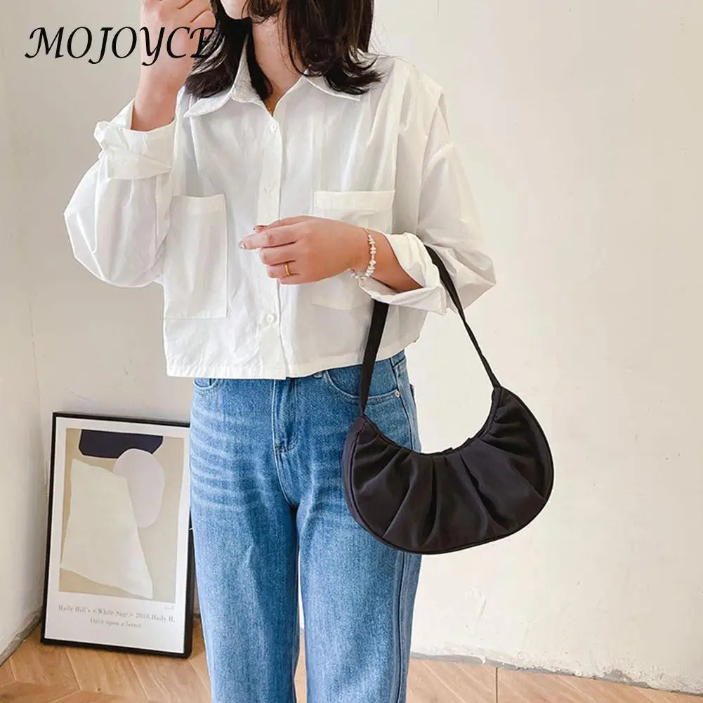Soft Nylon Shoulder Bag for Women, Cloud Underarm Handbag