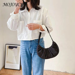 Soft Nylon Shoulder Bag for Women, Cloud Underarm Handbag