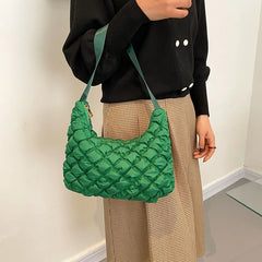 Quilted Soft Nylon Small Shoulder Bag for Women