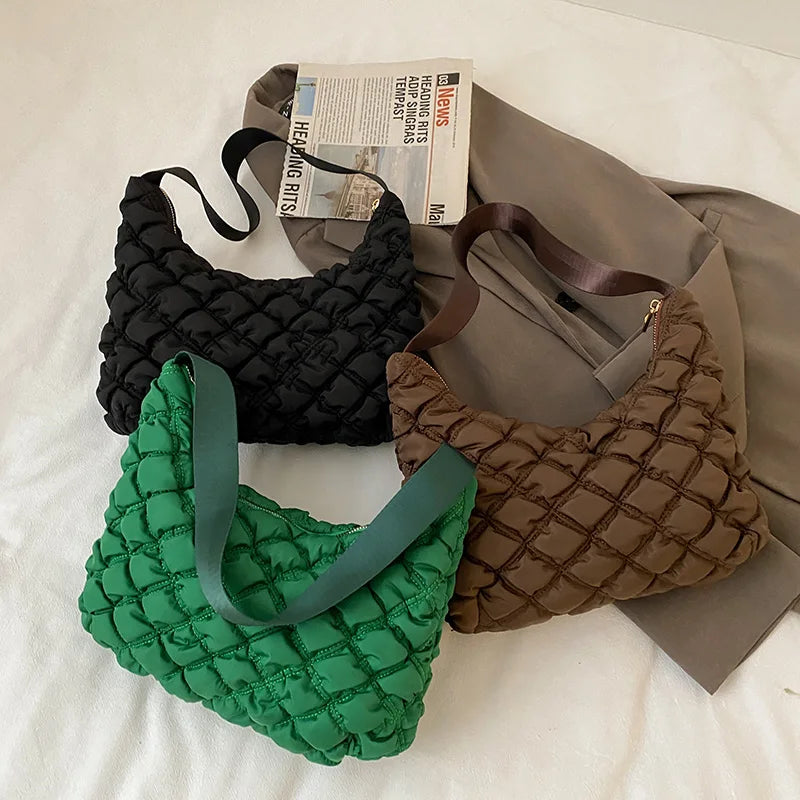 Quilted Soft Nylon Small Shoulder Bag for Women
