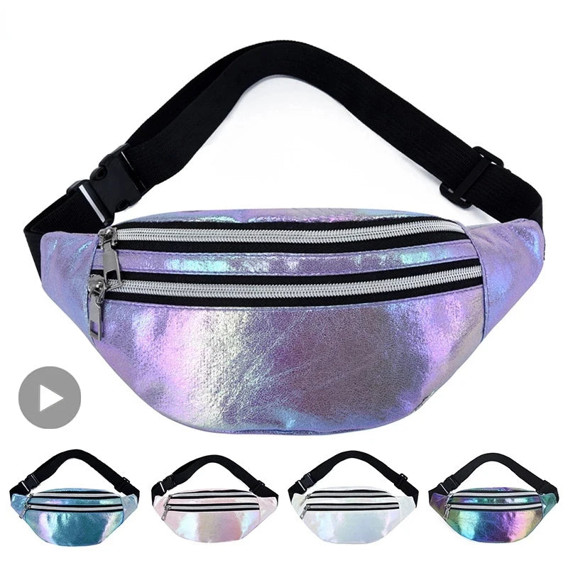 Unisex Holographic Waist Fanny Pack Crossbody Handbag