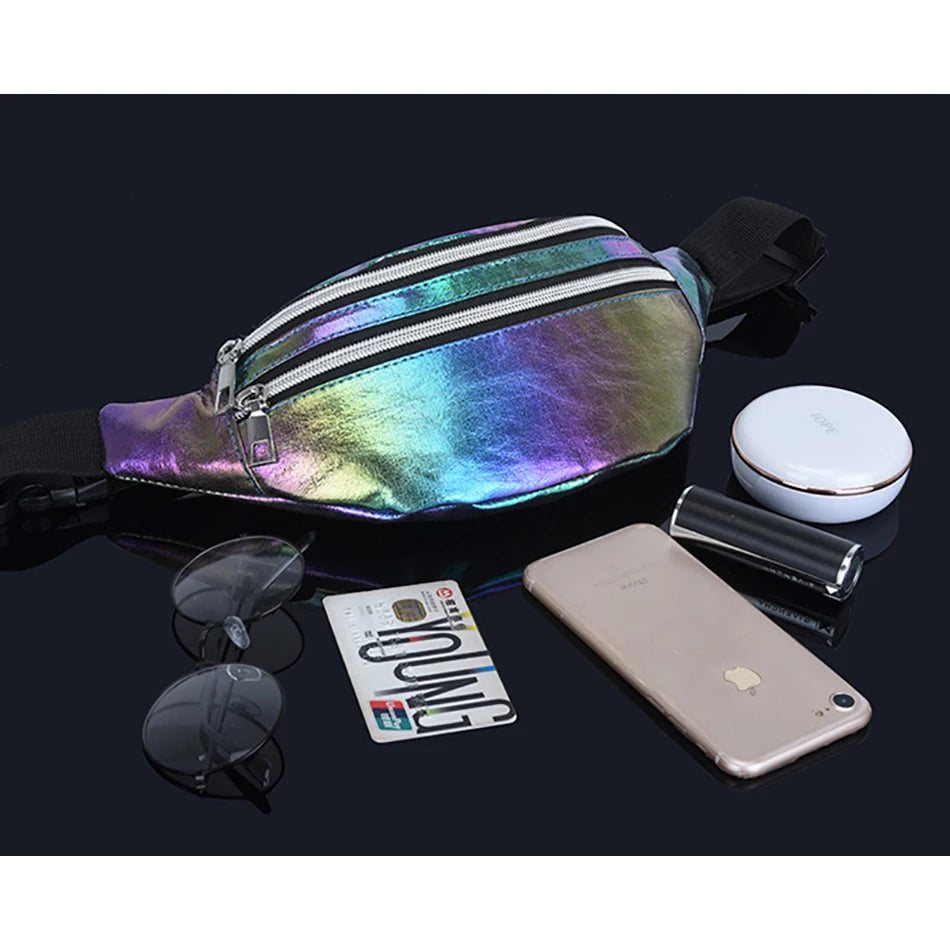 Unisex Holographic Waist Fanny Pack Crossbody Handbag