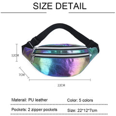 Unisex Holographic Waist Fanny Pack Crossbody Handbag