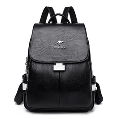 Teen Girl Travel Backpack Retro PU Leather School Bag