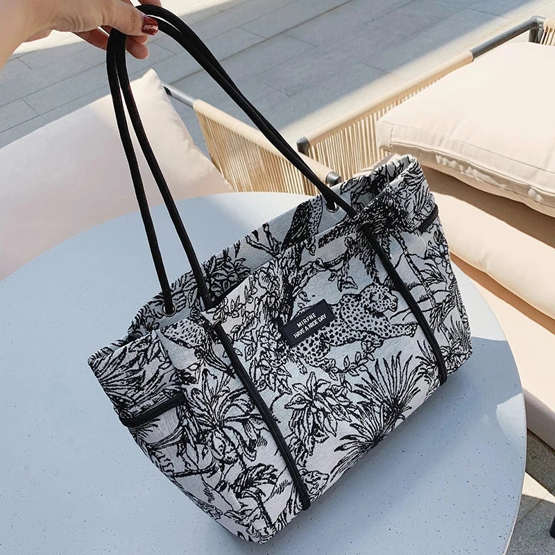 Forest Flowers High Capacity Big Shopper Shoulder Bags for Women