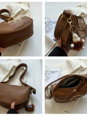 Vintage Brown Leather Crossbody Bag for Women