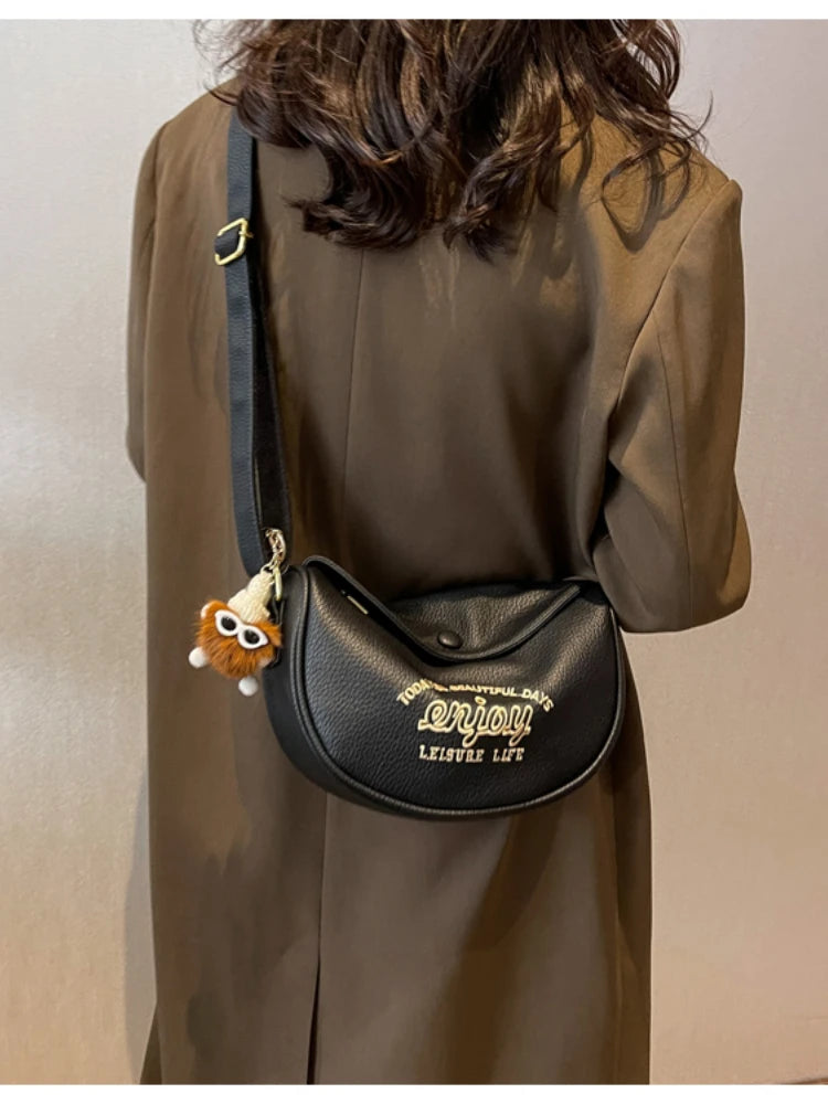 Vintage Brown Leather Crossbody Bag for Women