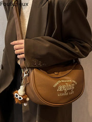 Vintage Brown Leather Crossbody Bag for Women