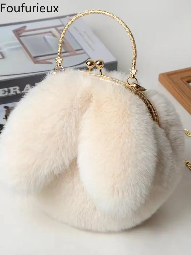 Foufurieux Women Plush Mini Shoulder Bag Female Messenger Bags Purses