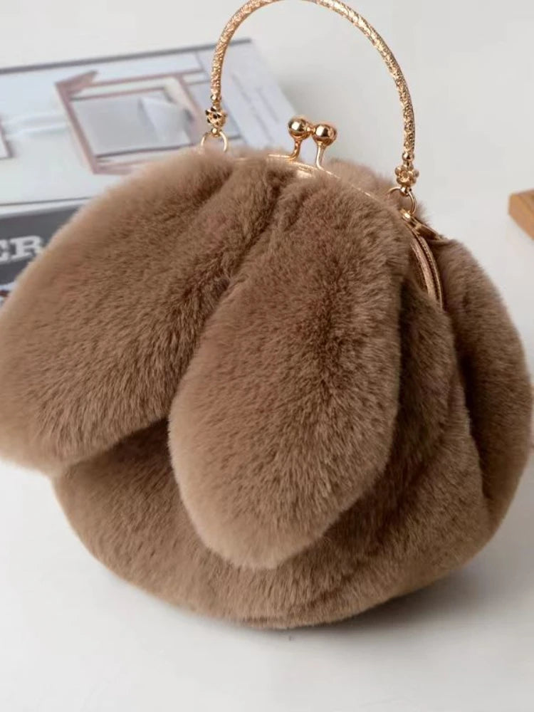 Foufurieux Women Plush Mini Shoulder Bag Female Messenger Bags Purses