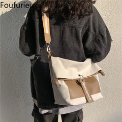 Foufurieux Canvas Tote Bag Women Large Capacity Shopper Bag Female Shoulder Bags