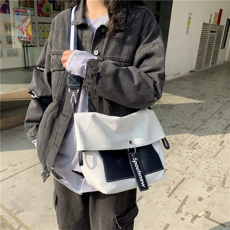 Foufurieux Canvas Tote Bag Women Large Capacity Shopper Bag Female Shoulder Bags