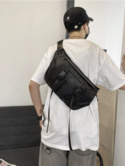 Men Chest Bag Pu Sports Large Capacity Shoulder Bag Boys Fanny Pack
