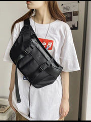 Men Chest Bag Pu Sports Large Capacity Shoulder Bag Boys Fanny Pack