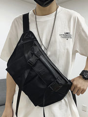 Men Chest Bag Pu Sports Large Capacity Shoulder Bag Boys Fanny Pack