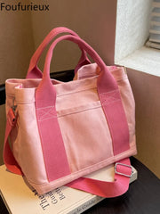 Foufurieux Canvas Bag Handbags High Capacity Light Wild NewFor Womenimalism Vers