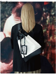 Foufurieux Large Capacity Canvas Cross Body Bucket Bag