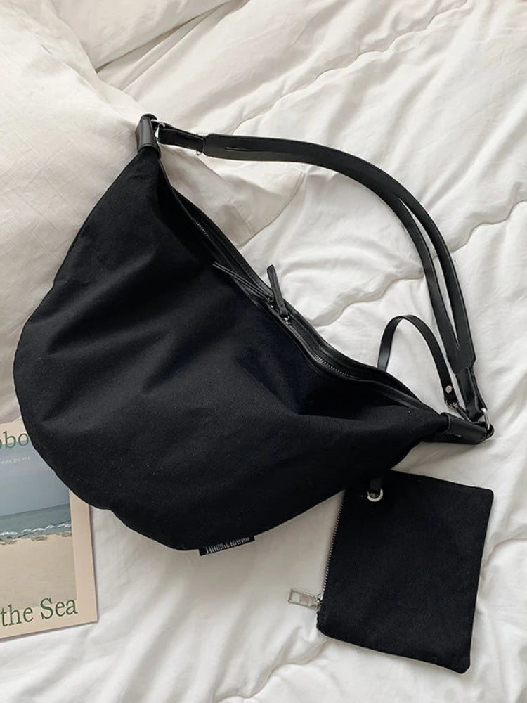 Foufurieux Canvas Shoulder Bag Women Large Capacity Crossbody Messenger Handbag
