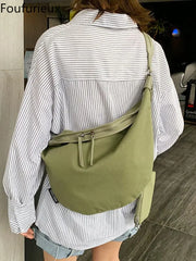 Foufurieux Canvas Shoulder Bag Women Large Capacity Crossbody Messenger Handbag