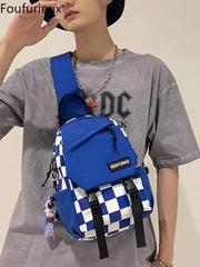 Plaid Ins Sports Student Shoulder Casual Messenger Bag