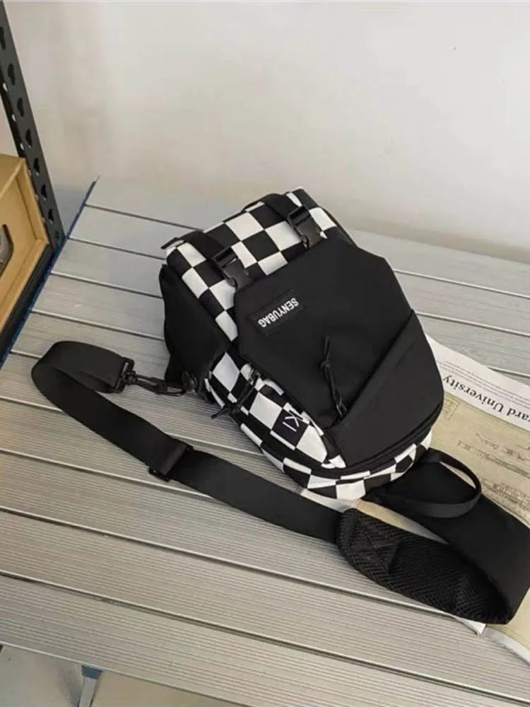 Plaid Ins Sports Student Shoulder Casual Messenger Bag