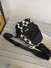Plaid Ins Sports Student Shoulder Casual Messenger Bag
