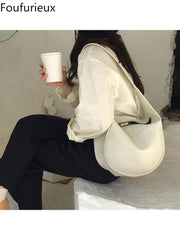 Foufurieux Leather Saddle Bags Women Shoulder Messenger Crossbody Bag