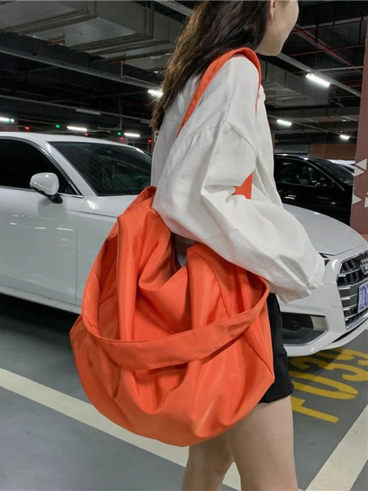 Canvas Messenger Bag Large Capacity Tote Orange Crossbody Bag