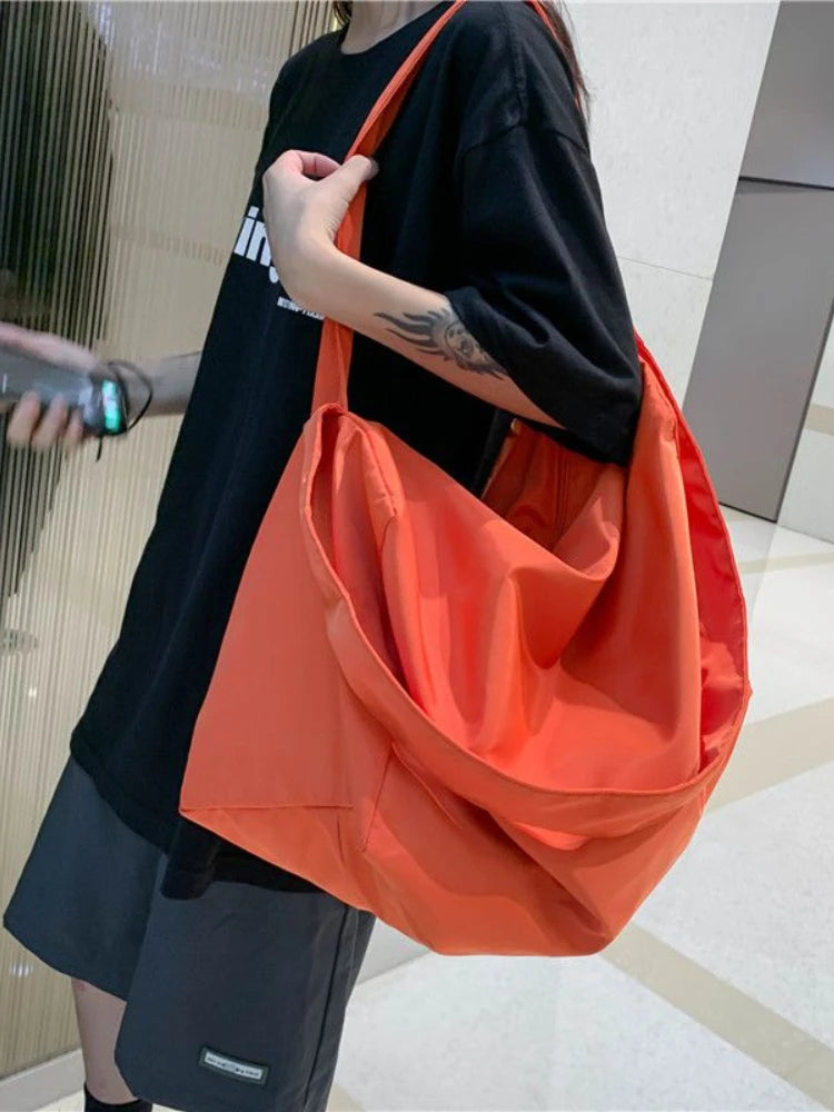Canvas Messenger Bag Large Capacity Tote Orange Crossbody Bag
