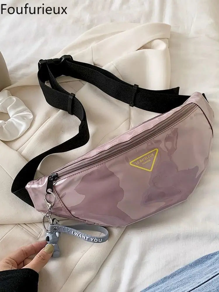 Foufurieux Women Waist Pack Clear Jelly Chest Bag Waterproof Outdoor Purse