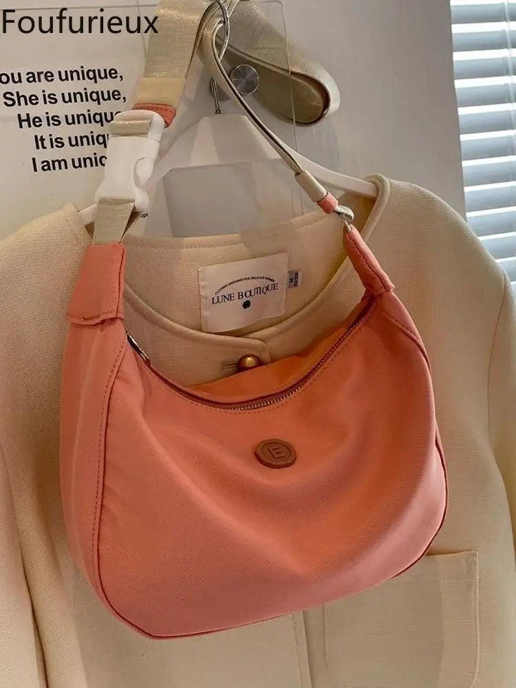 Foufurieux Pink Canvas Shoulder Bag for Woman