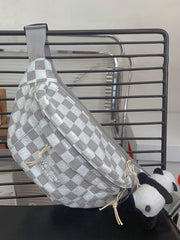 Foufurieux Retro Chessboard Chest Bag Women Japanese Versatile