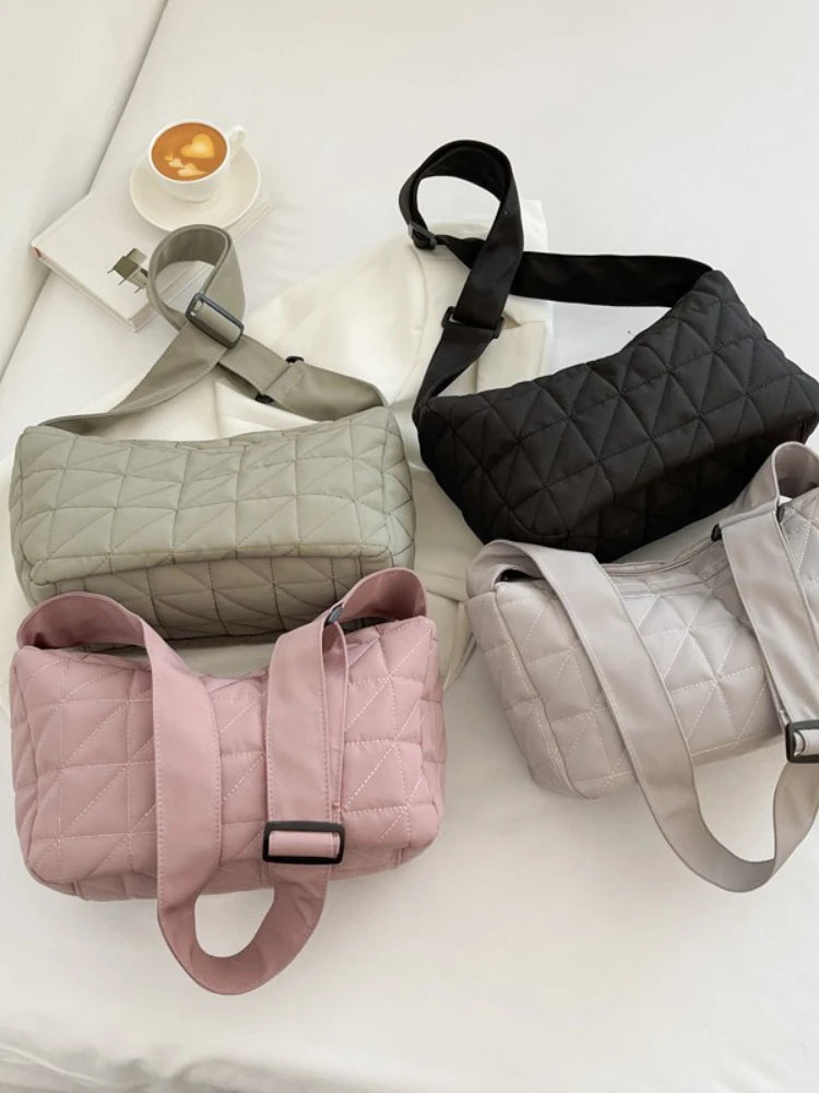 Foufurieux Plaid Quilted Crossbody Bag Pillow Messenger Bag Women