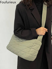 Foufurieux Plaid Quilted Crossbody Bag Pillow Messenger Bag Women