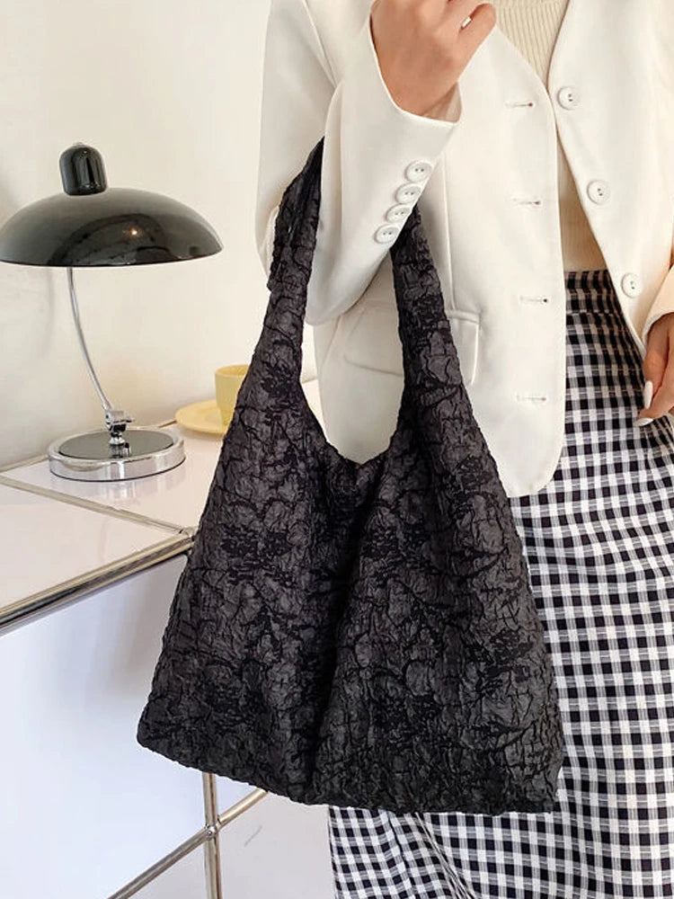 Versatile Fold Canvas Shopping Bag One Shoulder Schoolbag WOMEN