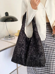 Versatile Fold Canvas Shopping Bag One Shoulder Schoolbag WOMEN