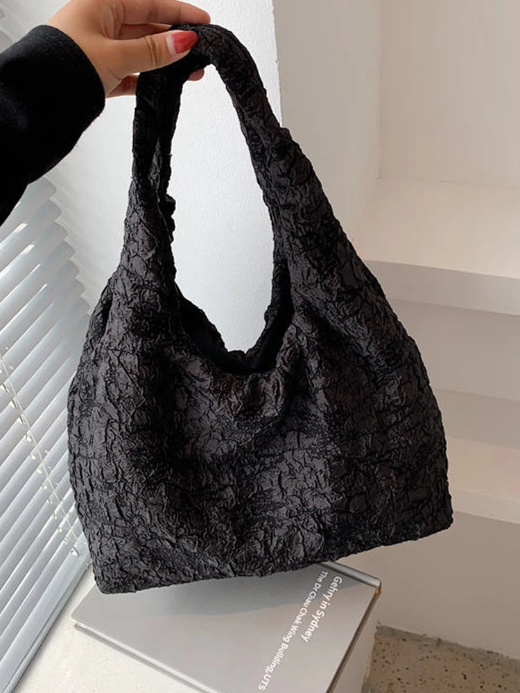 Versatile Fold Canvas Shopping Bag One Shoulder Schoolbag WOMEN