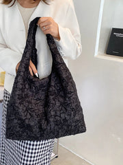 Versatile Fold Canvas Shopping Bag One Shoulder Schoolbag WOMEN