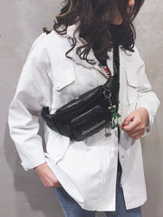 Foufurieux One Shoulder Cross Body Chest Bag Zipper Packs Belt Handbags