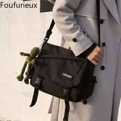 Foufurieux Panelled Shoulder Bag Women Crossbody Bag Nylon School Bag