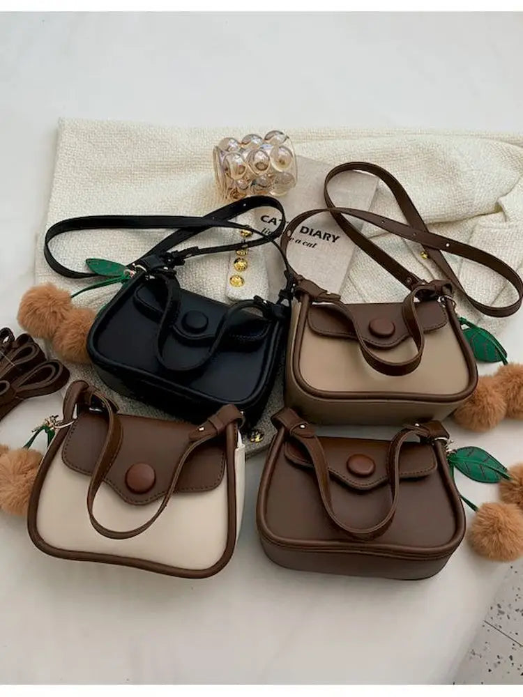Foufurieux Solid PU Leather Women Handbag - Small Shoulder Bag