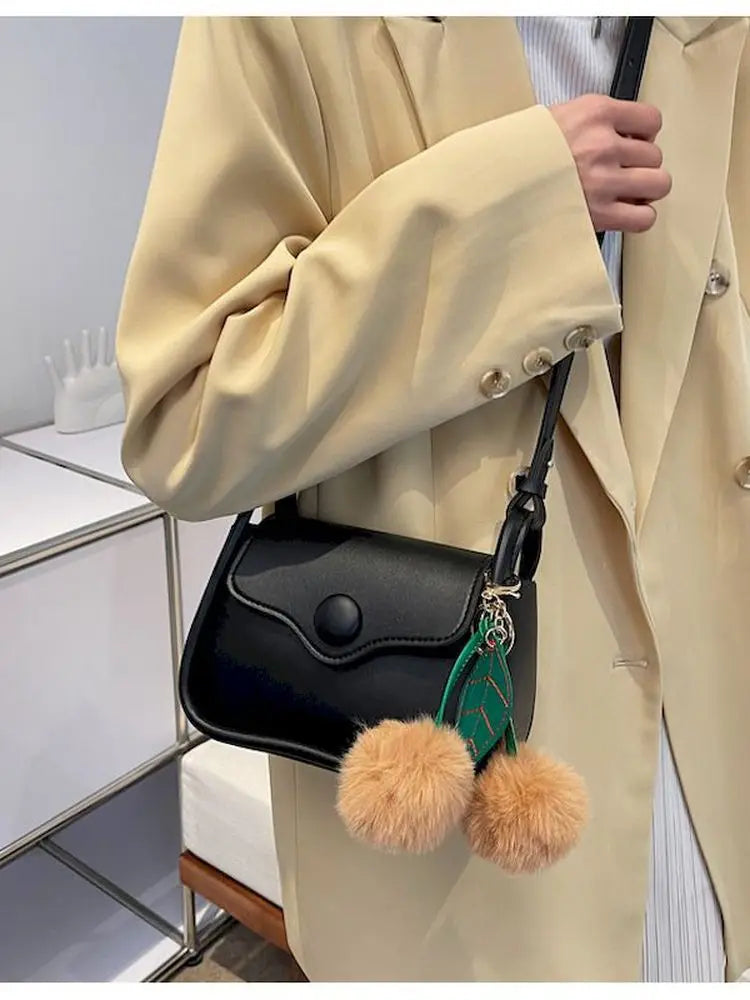Foufurieux Solid PU Leather Women Handbag - Small Shoulder Bag